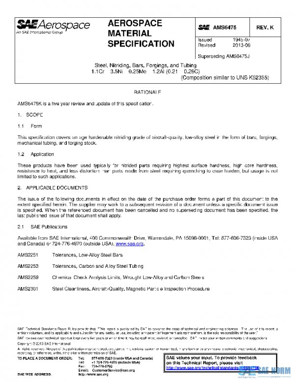 SAE AMS6475K PDF SAE AMS6475K PDF