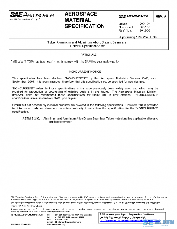 SAE AMSWWT700A PDF