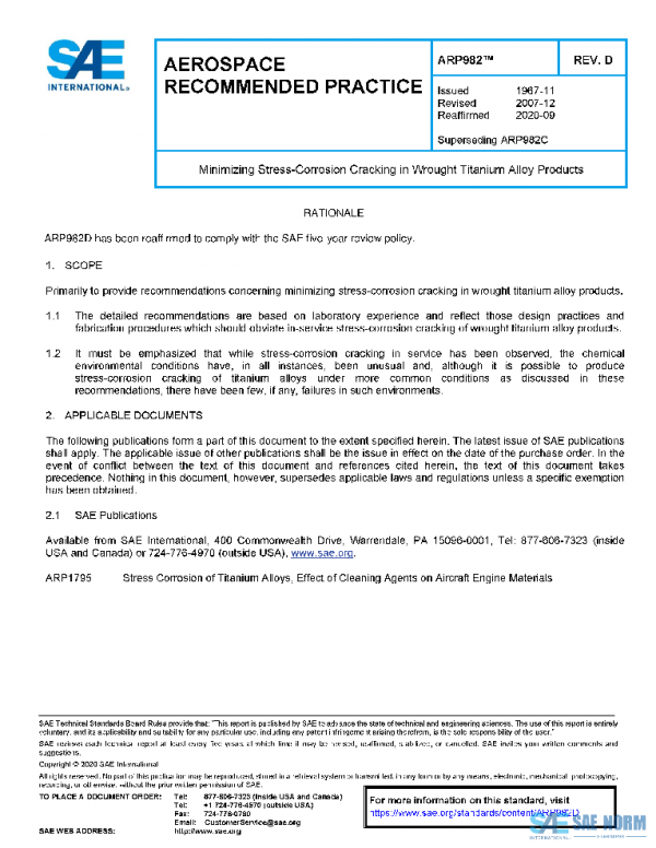 SAE ARP982D PDF SAE ARP982D PDF