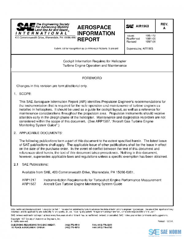 SAE AIR1963A PDF SAE AIR1963A PDF