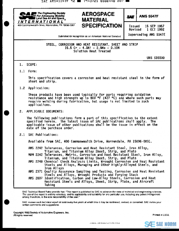 SAE AMS5547F PDF SAE AMS5547F PDF