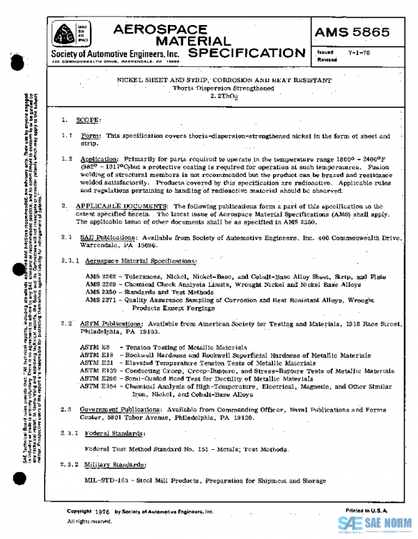 SAE AMS5865 PDF SAE AMS5865 PDF