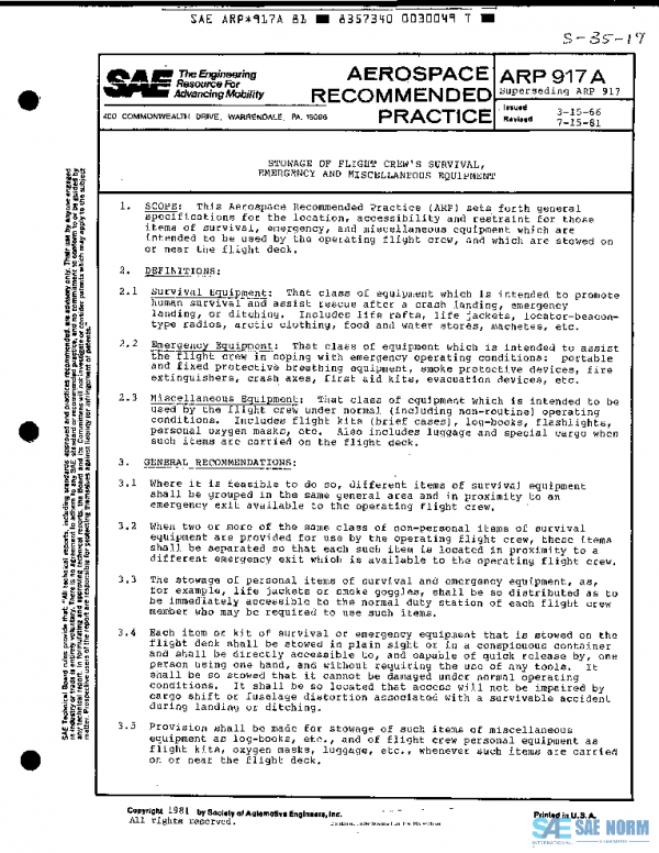 SAE ARP917A PDF SAE ARP917A PDF