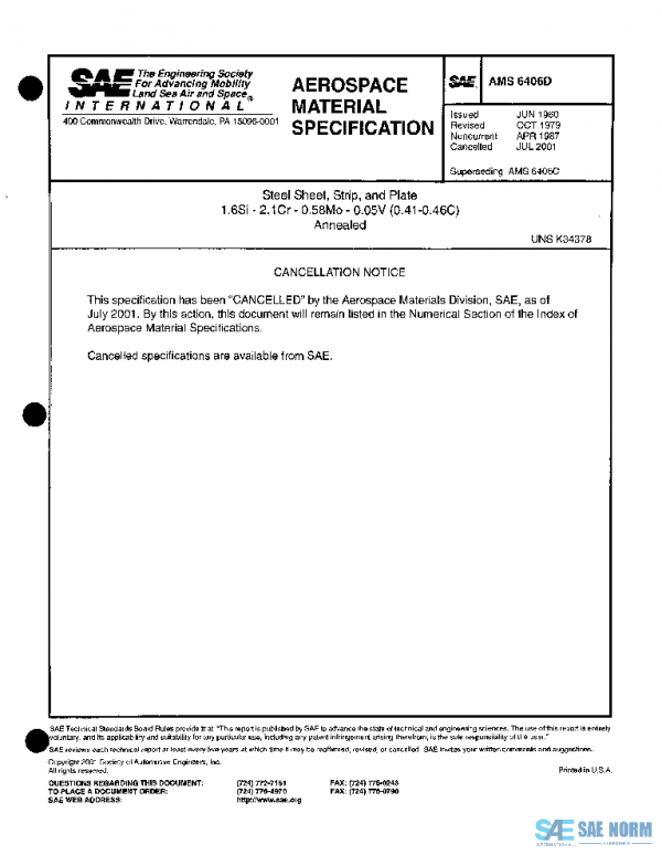 SAE AMS6406D PDF SAE AMS6406D PDF