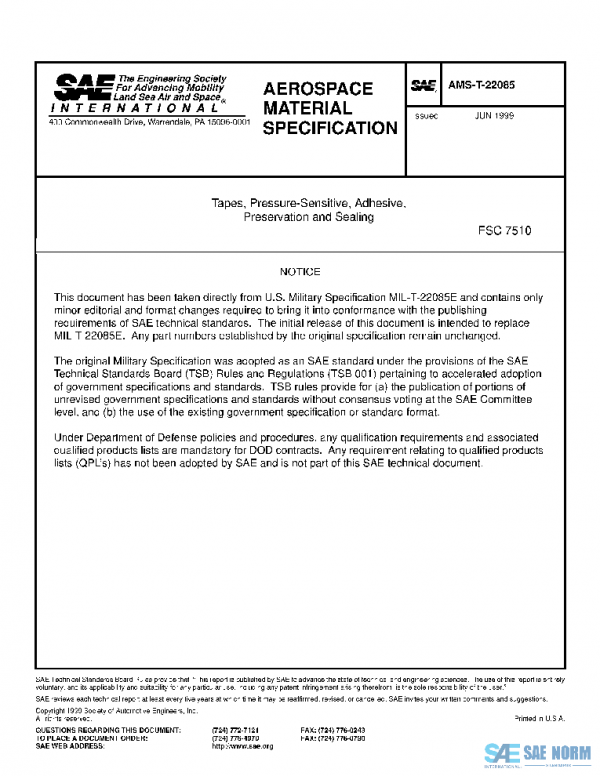 SAE AMST22085 PDF SAE AMST22085 PDF