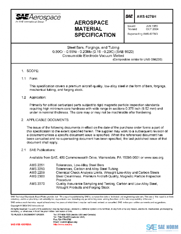 SAE AMS6276H PDF SAE AMS6276H PDF