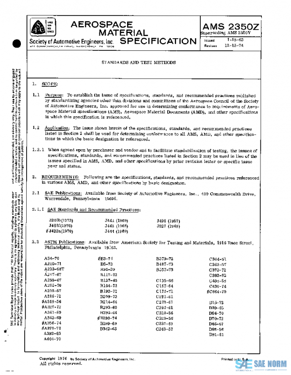 SAE AMS2350Z PDF SAE AMS2350Z PDF