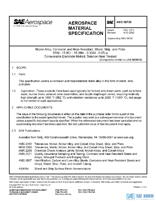 SAE AMS5873D PDF