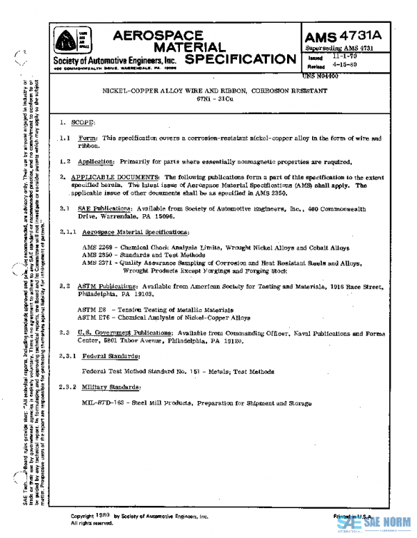 SAE AMS4731A PDF SAE AMS4731A PDF