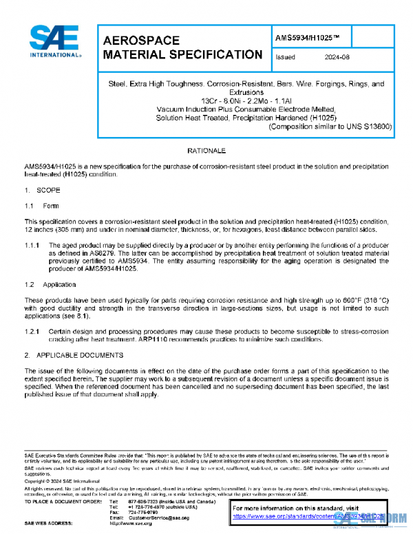 SAE AMS5934/H1025 PDF