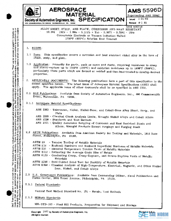 SAE AMS5596D PDF