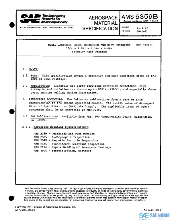 SAE AMS5359B PDF SAE AMS5359B PDF