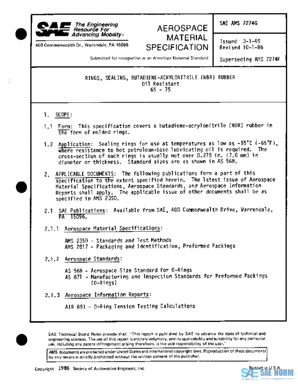 SAE AMS7274G PDF SAE AMS7274G PDF
