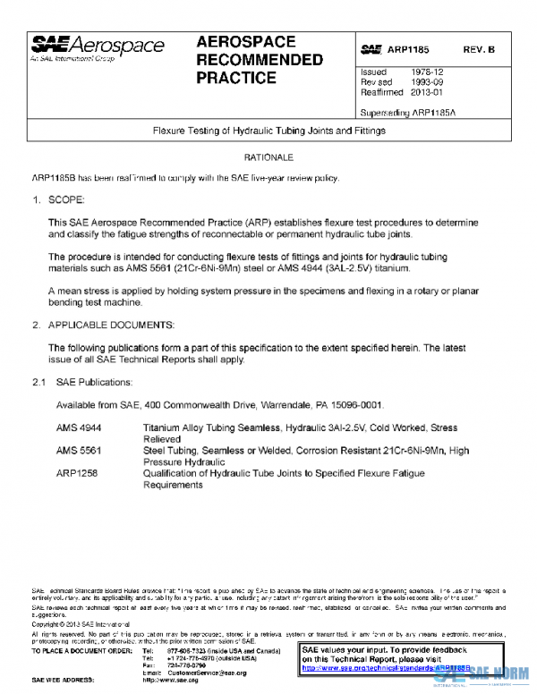 SAE ARP1185B PDF SAE ARP1185B PDF