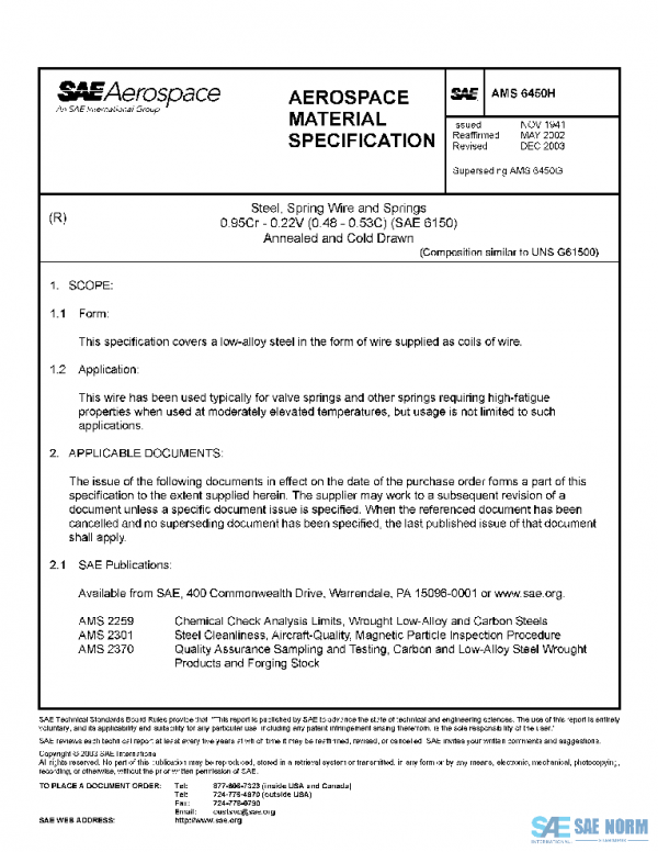 SAE AMS6450H PDF SAE AMS6450H PDF
