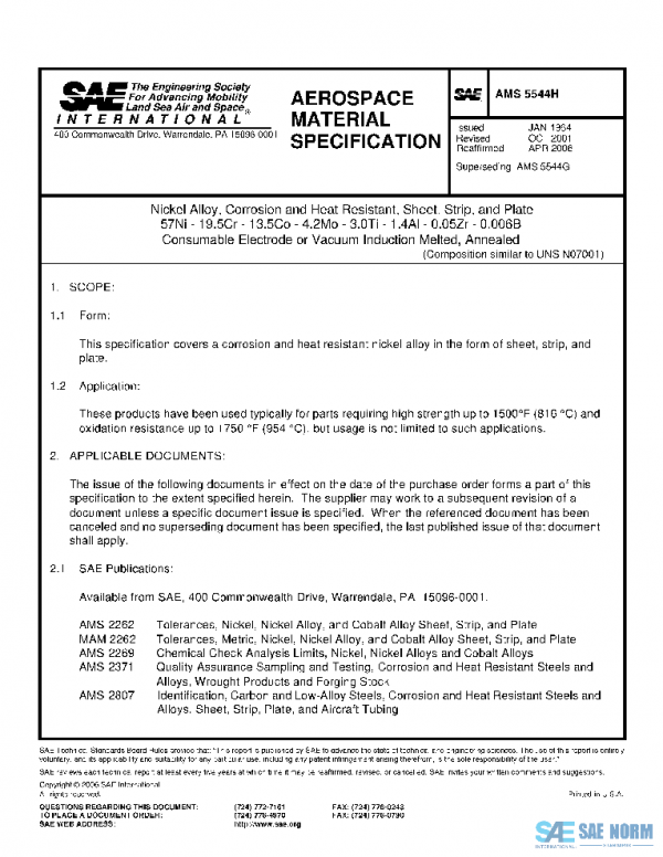 SAE AMS5544H PDF SAE AMS5544H PDF