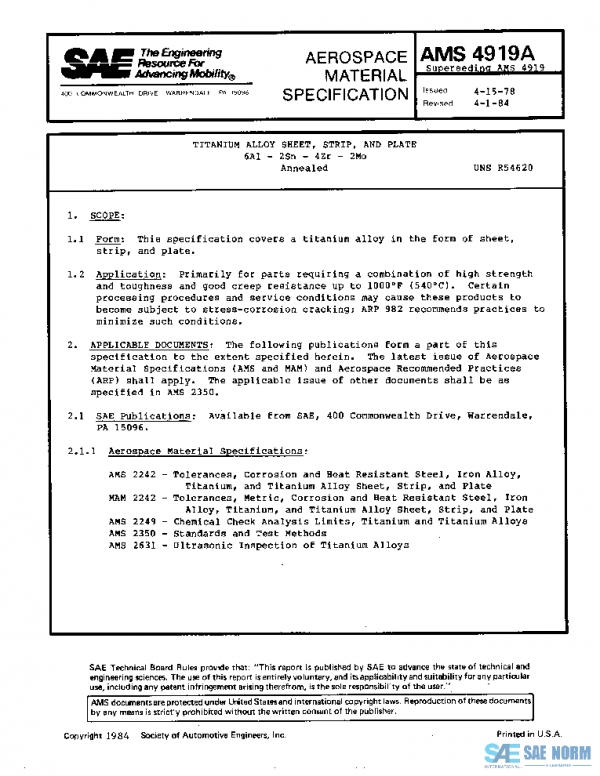 SAE AMS4919A PDF