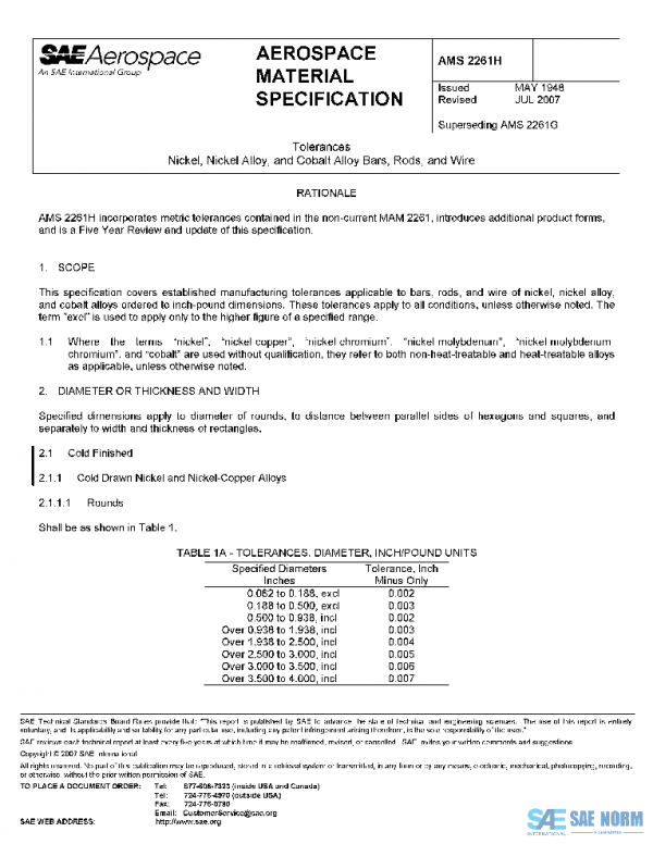 SAE AMS2261H PDF SAE AMS2261H PDF