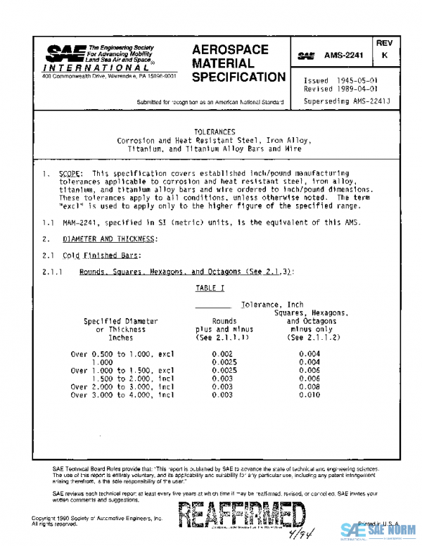 SAE AMS2241K PDF SAE AMS2241K PDF