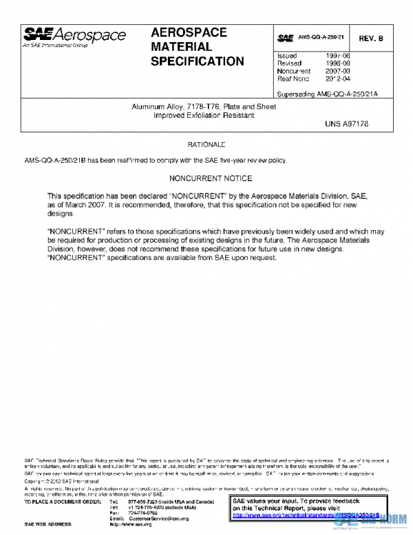 SAE AMSQQA250/21B PDF SAE AMSQQA250/21B PDF