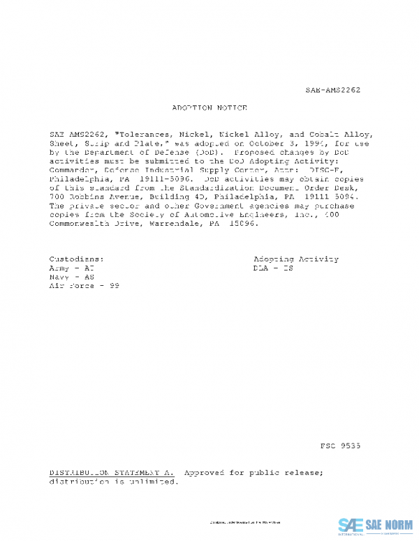SAE AMS2262F PDF SAE AMS2262F PDF