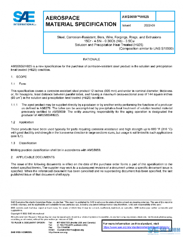 SAE AMS5659/H925 PDF SAE AMS5659/H925 PDF
