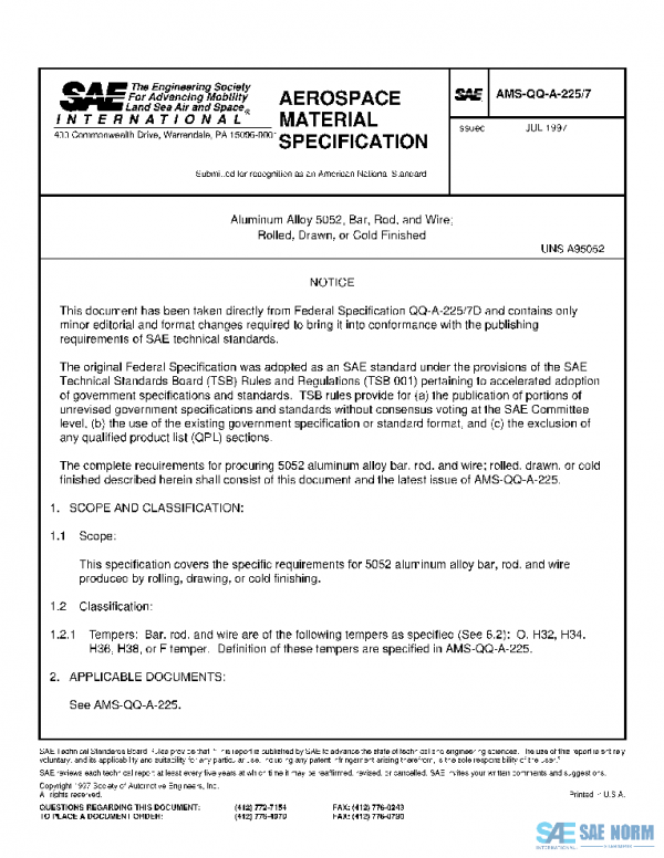 SAE AMSQQA225/7 PDF