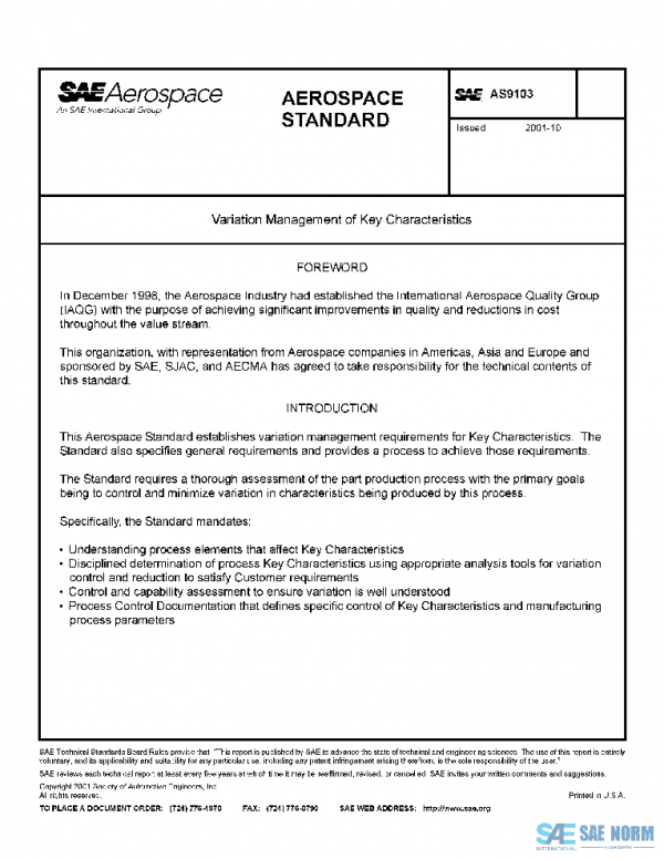 SAE AS9103 PDF