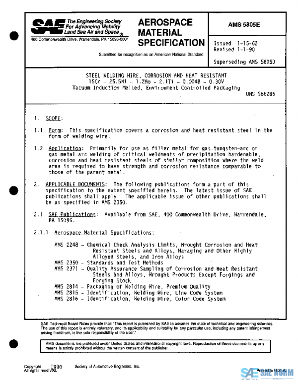SAE AMS5805E PDF SAE AMS5805E PDF