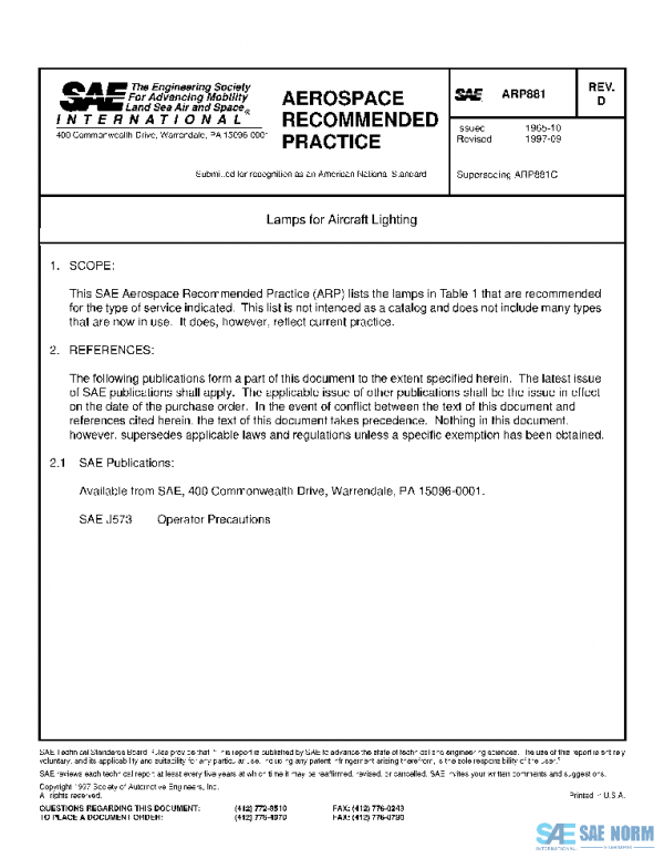 SAE ARP881D PDF