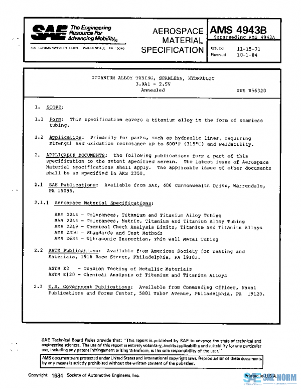 SAE AMS4943B PDF SAE AMS4943B PDF
