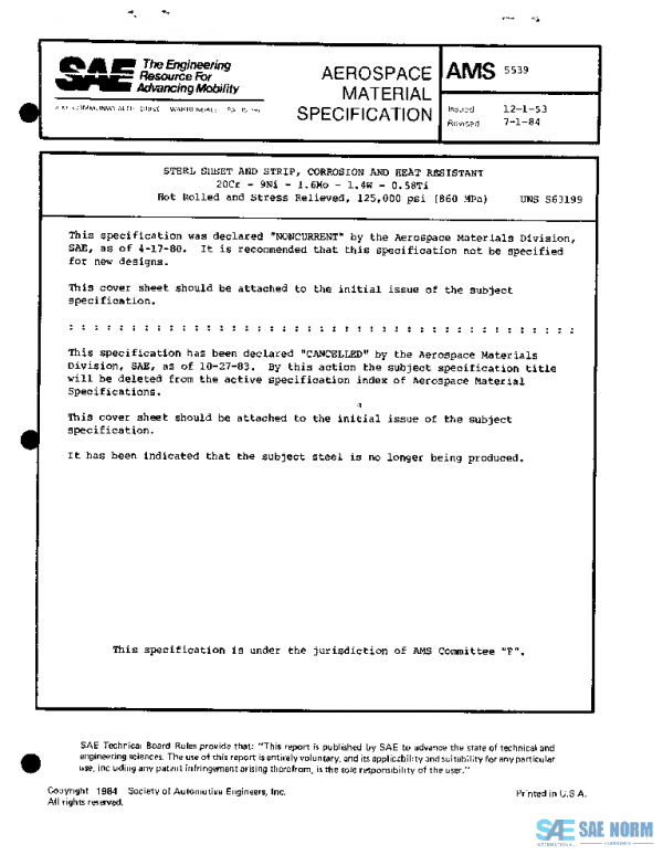 SAE AMS5539 PDF SAE AMS5539 PDF
