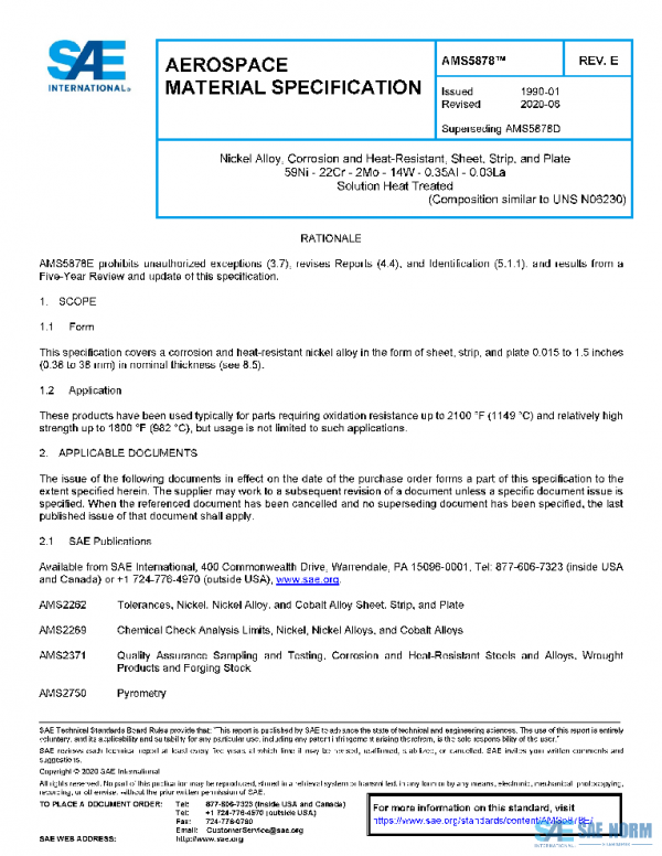 SAE AMS5878E PDF SAE AMS5878E PDF