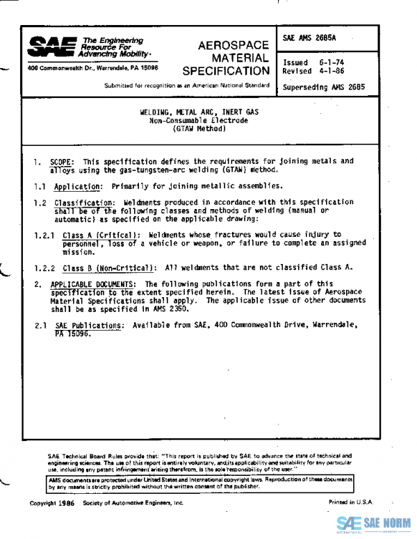 SAE AMS2685A PDF SAE AMS2685A PDF