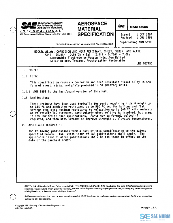 SAE MAM5598A PDF