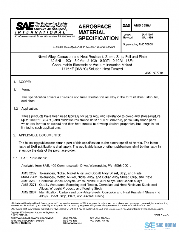 SAE AMS5596J PDF SAE AMS5596J PDF