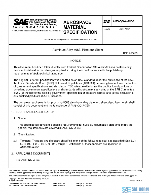 SAE AMSQQA250/6 PDF