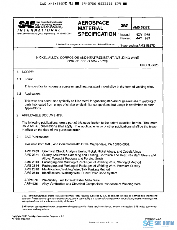 SAE AMS5837E PDF SAE AMS5837E PDF