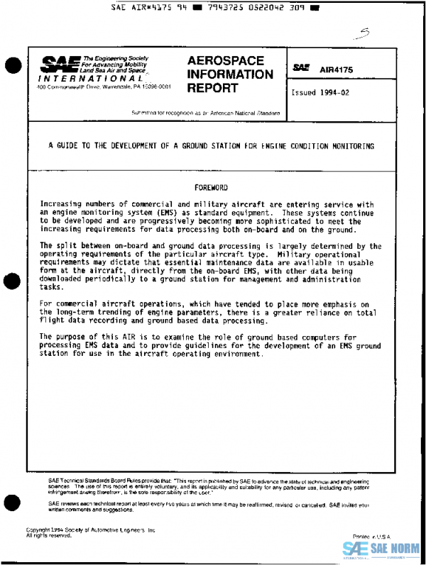 SAE AIR4175 PDF SAE AIR4175 PDF