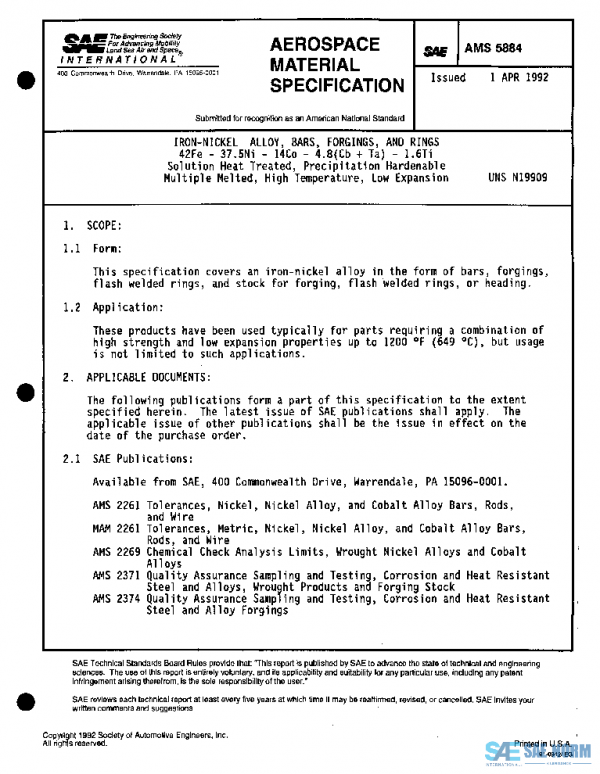 SAE AMS5884 PDF