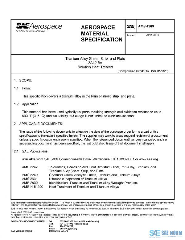 SAE AMS4989 PDF SAE AMS4989 PDF