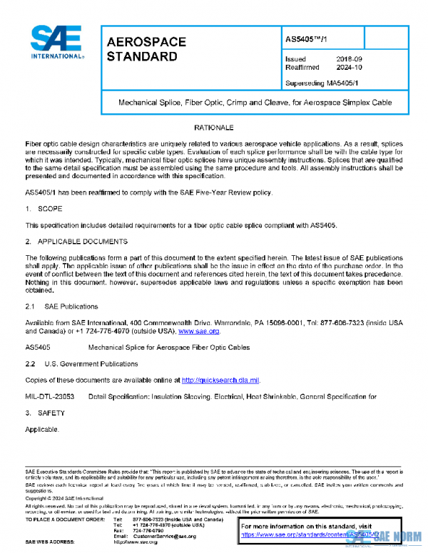 SAE AS5405/1 PDF SAE AS5405/1 PDF
