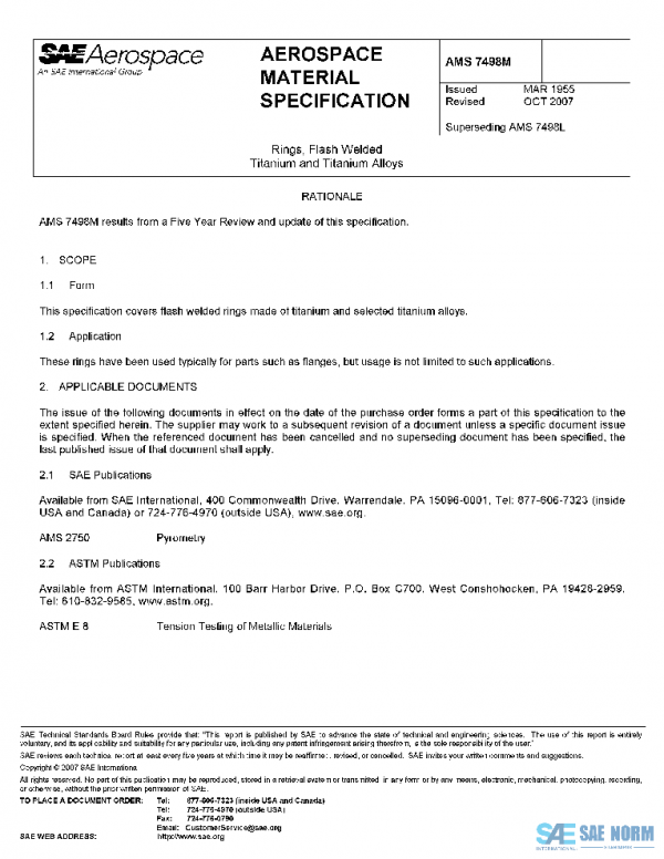 SAE AMS7498M PDF SAE AMS7498M PDF