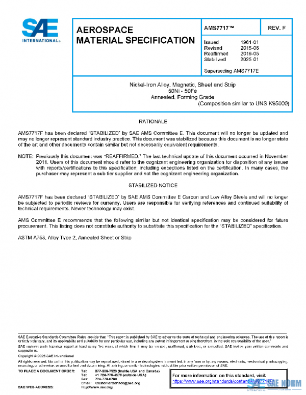SAE AMS7717F PDF SAE AMS7717F PDF