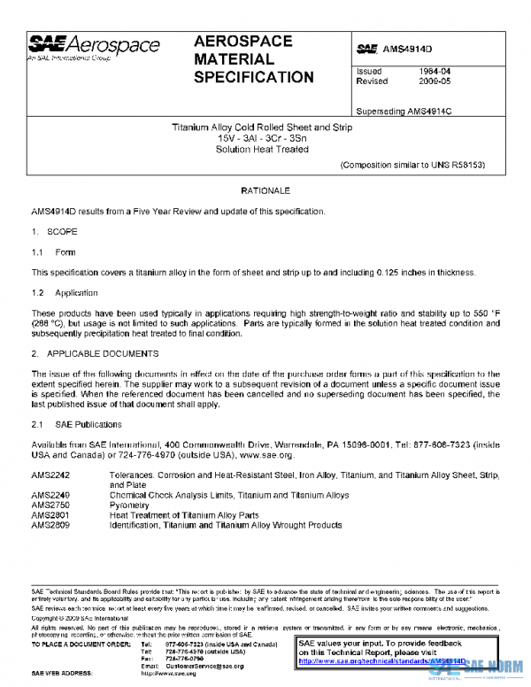 SAE AMS4914D PDF SAE AMS4914D PDF