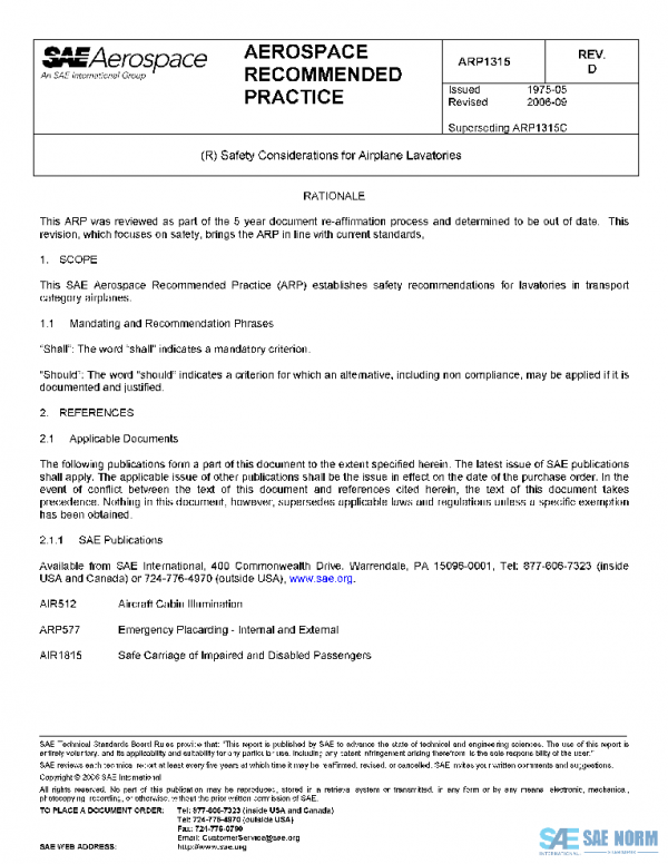 SAE ARP1315D PDF SAE ARP1315D PDF