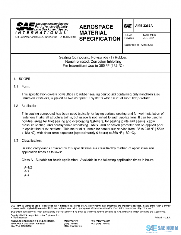 SAE AMS3265A PDF SAE AMS3265A PDF