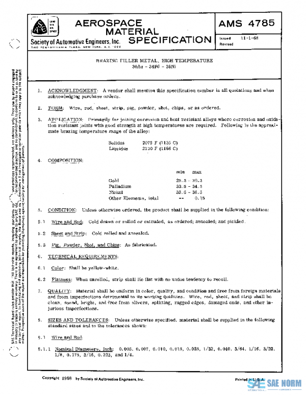 SAE AMS4785 PDF