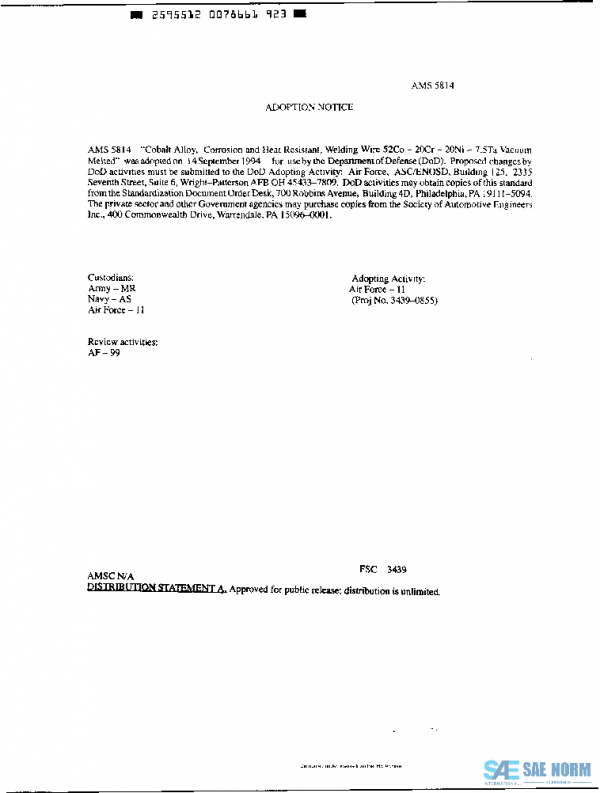 SAE AMS5814A PDF SAE AMS5814A PDF