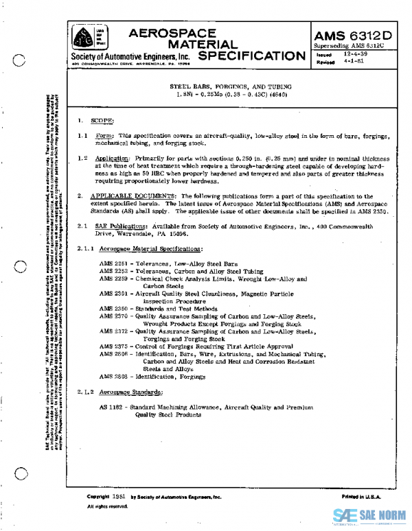 SAE AMS6312D PDF SAE AMS6312D PDF